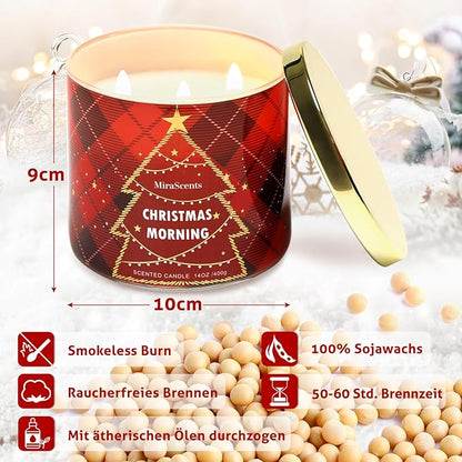 FUND AMLIGHT Weihnachtskerze, Weihnachtstag Duftkerze Geschenke für Frauen, Sojawachskerze für Weihnachten,ideal als Geschenk für Freunde, Familie und Liebhaber,14oz