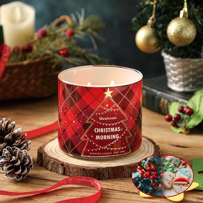 FUND AMLIGHT Weihnachtskerze, Weihnachtstag Duftkerze Geschenke für Frauen, Sojawachskerze für Weihnachten,ideal als Geschenk für Freunde, Familie und Liebhaber,14oz