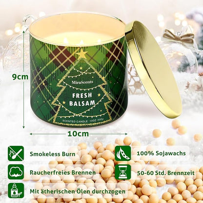 FUND AMLIGHT Weihnachtskerze, Weihnachtstag Duftkerze Geschenke für Frauen, Sojawachskerze für Weihnachten,ideal als Geschenk für Freunde, Familie und Liebhaber,14oz