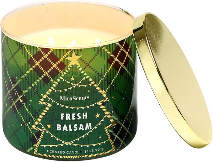 FUND AMLIGHT Weihnachtskerze, Weihnachtstag Duftkerze Geschenke für Frauen, Sojawachskerze für Weihnachten,ideal als Geschenk für Freunde, Familie und Liebhaber,14oz