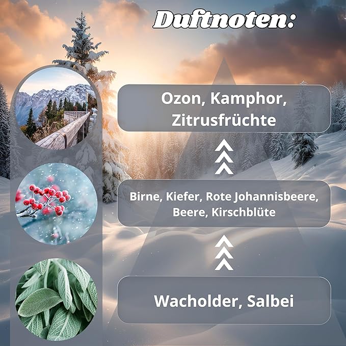 Duftkerze Winter Wonderland, Weihnachten, Christmas, Sojawachs, Kerze mit Holzdocht, Handgefertigte Kerze 140 gramm, Brenndauer 45 Stunden, deutsche Marke, Elena Days