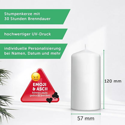 GRAVURZEILE Bedruckte Weihnachtskerzen - Advent Weihnachtsmotive - Kleine Kerzen im 4er Set für den Adventskranz - Dekoration zu Weihnachten - Geschenk für Sie & Ihn - Stumpenkerze 120/58