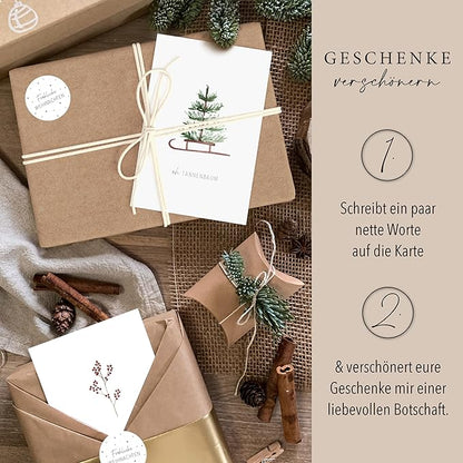 luftundliebe Weihnachtskarten - 10 Weihnachtskarten mit Umschlag Set - A6 Klappkarten Set mit weihnachtlichen Motiven - Weihnachtspostkarte - Aquarell