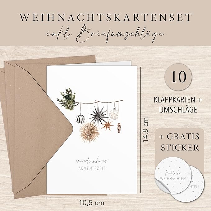 Weihnachtskarten im Set - schöne Sprüche und tolle Motive A6 Klappkarten zum verschenken Grußkarte zu Weihnachten, Weihnachtspostkarte