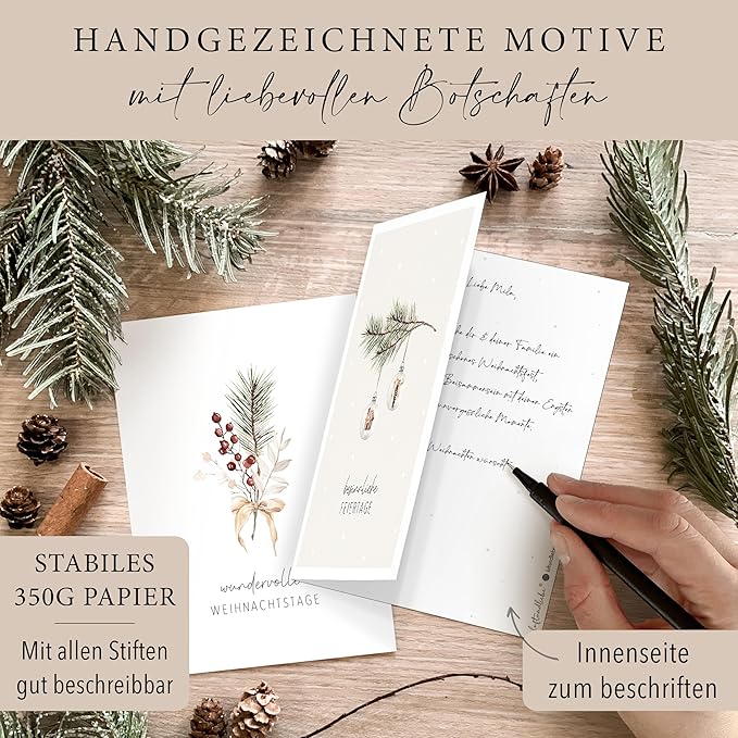 Weihnachtskarten im Set - schöne Sprüche und tolle Motive A6 Klappkarten zum verschenken Grußkarte zu Weihnachten, Weihnachtspostkarte