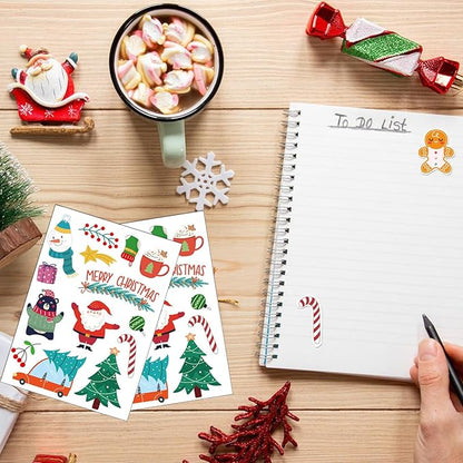 Aufkleber Weihnachten Weihnachtsdeko - 128 Stück Weihnachtssticker Selbstklebend Sticker Weihnachten Deko Weihnachtsaufkleber für Umschlag Geschenktüten Papiertüten Weihnachtskarten