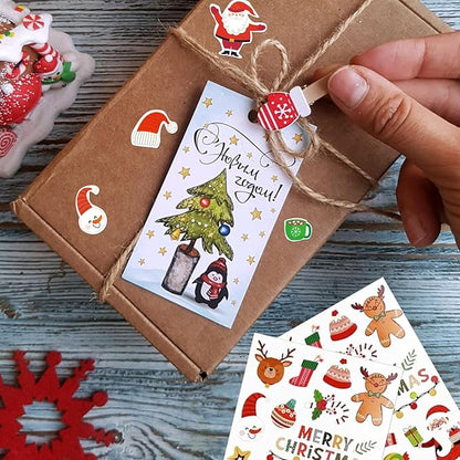 Aufkleber Weihnachten Weihnachtsdeko - 128 Stück Weihnachtssticker Selbstklebend Sticker Weihnachten Deko Weihnachtsaufkleber für Umschlag Geschenktüten Papiertüten Weihnachtskarten