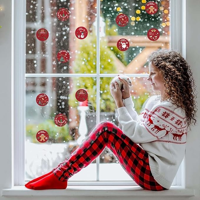 500 Stück Weihnachtsaufkleber, Weihnachtsaufkleber Aufkleber Geschenkanhänger, Weihnachtsaufkleber Rollen, Dekorative Aufkleber für Weihnachtskarten Geschenktüten Papiertüten