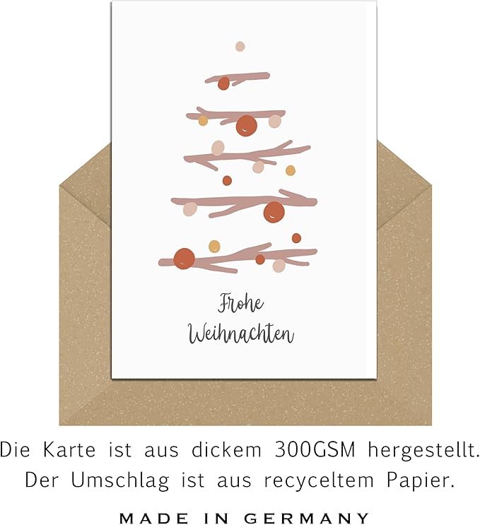 Weihnachtskarten mit Umschlag Set 30 Stück - A6 Klappkarten Weihnachtsgrußkarten