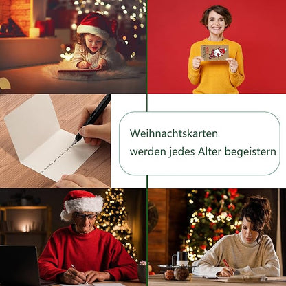 HLLMploy Weihnachtskarten mit Umschlag Set (20 Stück) - Postkarten für Weihnachten - Premium Klappkarten inklusive Briefumschlag aus Kraftpapier - für die Familie Schönsten Weihnachtsgrüße