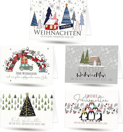 20 Stück Weihnachtskarten Klappkarten Set mit Briefumschlag. Format 17x12 cm (nicht das kleinere A6 Format)