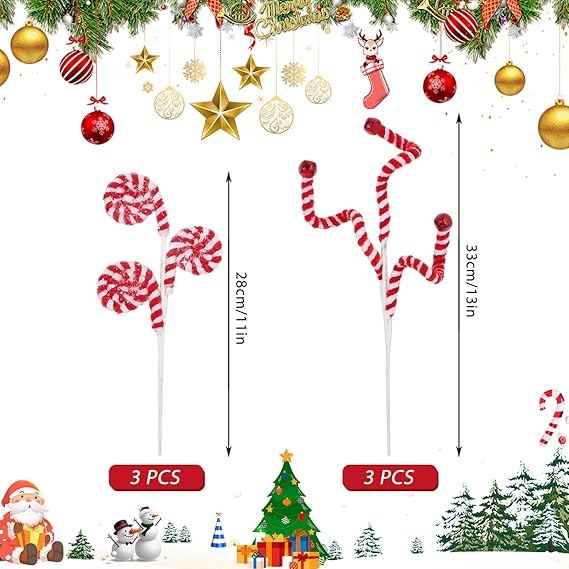 6 Stück Weihnachtsbaum-Dekoration Wollglocken Weihnachtsbaumdekorationen Picks Lockige Picks Weihnachtsbaumdekoration für Weihnachtsschmuck Zuhause Büro Party