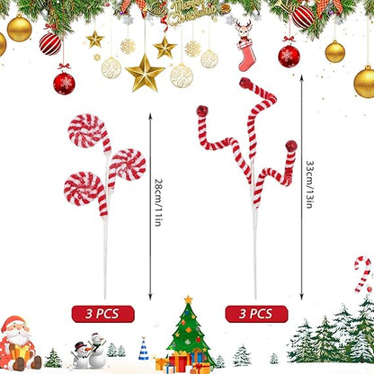 6 Stück Weihnachtsbaum-Dekoration Wollglocken Weihnachtsbaumdekorationen Picks Lockige Picks Weihnachtsbaumdekoration für Weihnachtsschmuck Zuhause Büro Party