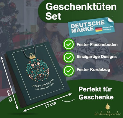 Weihnachtswunder® 12x XXL Weihnachtstaschen Weihnachten Geschenktüten Weihnachtstüte Geschenktaschen für Geschenke