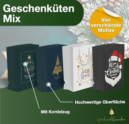 Weihnachtswunder® 12x XXL Weihnachtstaschen Weihnachten Geschenktüten Weihnachtstüte Geschenktaschen für Geschenke