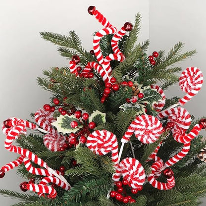 6 Stück Weihnachtsbaum-Dekoration Wollglocken Weihnachtsbaumdekorationen Picks Lockige Picks Weihnachtsbaumdekoration für Weihnachtsschmuck Zuhause Büro Party