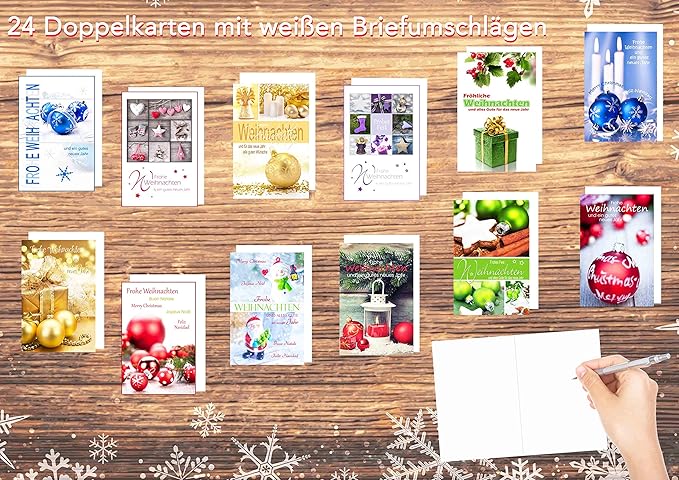 Edition Seidel Set 24 (2 x 12) Weihnachtskarten mit Umschlag. Weihnachten Karte (Doppelkarten/Klappkarten mit Briefumschlag). Postkarte Weihnachtspostkarte