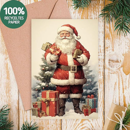 Weihnachtskarten mit Umschlag Set 40 Stück Vintage Nostalgisch Weihnachtskarten Set, A5 Christmas Cards Kleine Weihnachtskarten Weihnachtspostkarten, Lustige Weihnachtskarten für Familie Freunde