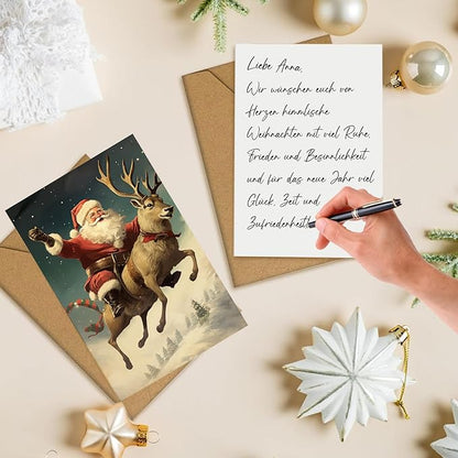 Weihnachtskarten mit Umschlag Set 40 Stück Vintage Nostalgisch Weihnachtskarten Set, A5 Christmas Cards Kleine Weihnachtskarten Weihnachtspostkarten, Lustige Weihnachtskarten für Familie Freunde