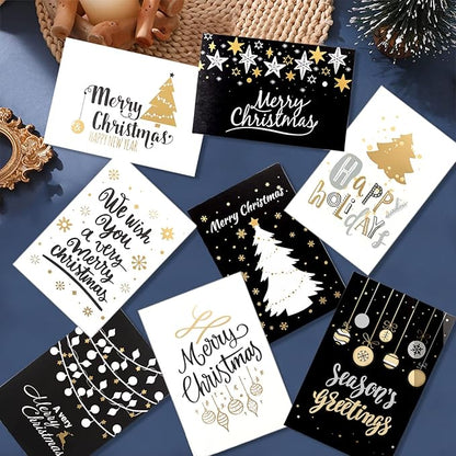 Weihnachtskarten mit Umschlägen Set Doppelkarten Klappkarten Grußkarten Blanko mit Briefumschlag Frohe Weihnachten Karte Postkarte Weihnachtspostkarten Christmas Card 24 Stück