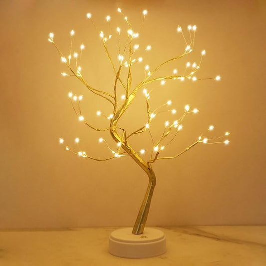 Kinamy LED Baum Lichter, LED Lichterbaum, Baum Licht Warmweiß Verstellbare Äste, 108 LED Baum Lampe Dekobaum Belichtet Baumbeleuchtung Innen Deko,USB/Batteriebetrieben