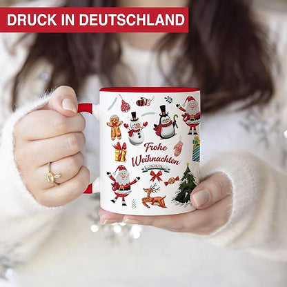 Tasse Weihnachten Kaffeetasse Teetasse Weihnachtstasse weihnachtstassen Set Glühweintasse Wichtel Tasse Wichtelgeschenk Christmas Mug Weihnachts Tasse Deko Rot