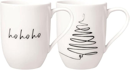 Villeroy & Boch – Statement Tassen Set Tannenbaum 2 teilig Weihnachten, Weiß, Schwarz, Spülmaschinenfest, Mikrowellensicher, Weihnachtassen, Weihnachtsbecher, Christmas Mug, Premium Porcelain