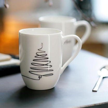 Villeroy & Boch – Statement Tassen Set Tannenbaum 2 teilig Weihnachten, Weiß, Schwarz, Spülmaschinenfest, Mikrowellensicher, Weihnachtassen, Weihnachtsbecher, Christmas Mug, Premium Porcelain