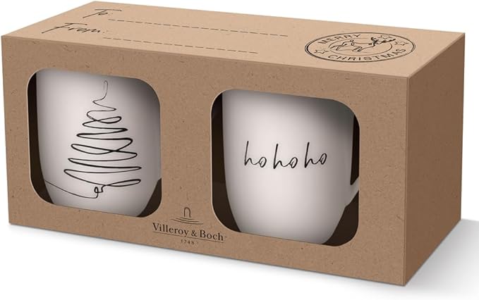 Villeroy & Boch – Statement Tassen Set Tannenbaum 2 teilig Weihnachten, Weiß, Schwarz, Spülmaschinenfest, Mikrowellensicher, Weihnachtassen, Weihnachtsbecher, Christmas Mug, Premium Porcelain