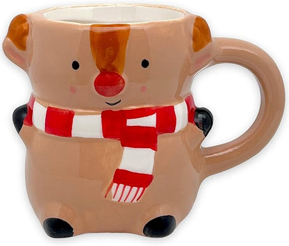 MIK funshopping Weihnachtstasse | Hochwertige Keramik-Tasse mit weihnachtlichem Design | Ideal für Heiß- & Kaltgetränke | Rentier 300ml mit Trinkschokolade