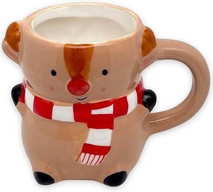 MIK funshopping Weihnachtstasse | Hochwertige Keramik-Tasse mit weihnachtlichem Design | Ideal für Heiß- & Kaltgetränke | Rentier 300ml mit Trinkschokolade