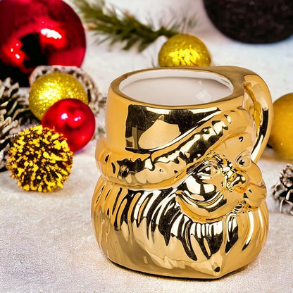 MIK funshopping Weihnachtstasse | Hochwertige Keramik-Tasse mit weihnachtlichem Design | Ideal für Heiß- & Kaltgetränke | Glossy Santa gold 380ml