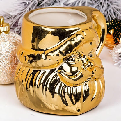 MIK funshopping Weihnachtstasse | Hochwertige Keramik-Tasse mit weihnachtlichem Design | Ideal für Heiß- & Kaltgetränke | Glossy Santa gold 380ml