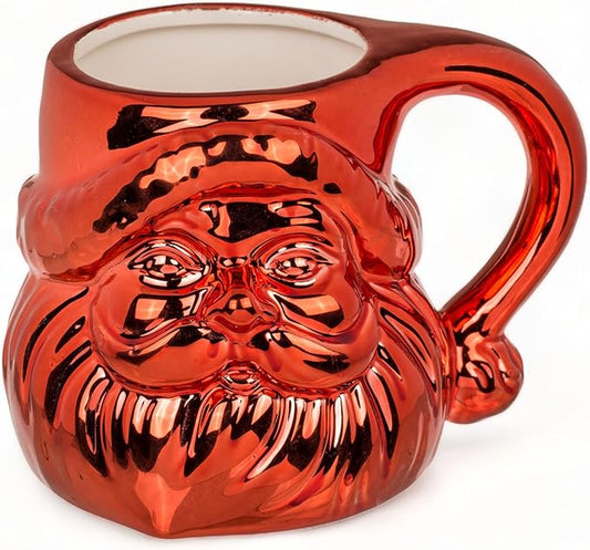 MIK funshopping Weihnachtstasse | Hochwertige Keramik-Tasse mit weihnachtlichem Design | Ideal für Heiß- & Kaltgetränke | Glossy Santa rot 380ml