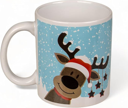 MIK funshopping Weihnachtstasse | Hochwertige Keramik-Tasse mit weihnachtlichem Design | Ideal für Heiß- & Kaltgetränke | Rentier 300ml mit Farbwechseleffekt