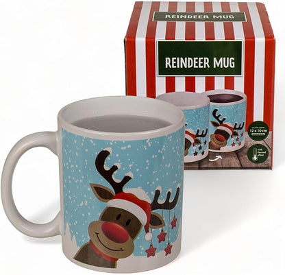 MIK funshopping Weihnachtstasse | Hochwertige Keramik-Tasse mit weihnachtlichem Design | Ideal für Heiß- & Kaltgetränke | Rentier 300ml mit Farbwechseleffekt