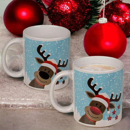 MIK funshopping Weihnachtstasse | Hochwertige Keramik-Tasse mit weihnachtlichem Design | Ideal für Heiß- & Kaltgetränke | Rentier 300ml mit Farbwechseleffekt