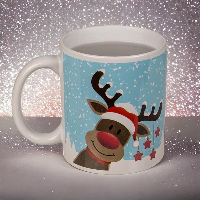 MIK funshopping Weihnachtstasse | Hochwertige Keramik-Tasse mit weihnachtlichem Design | Ideal für Heiß- & Kaltgetränke | Rentier 300ml mit Farbwechseleffekt