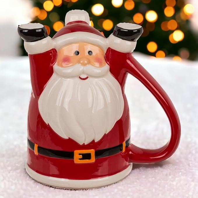 MIK funshopping Weihnachtstasse | Hochwertige Keramik-Tasse mit weihnachtlichem Design | Ideal für Heiß- & Kaltgetränke | Santa Upside-Down 300ml