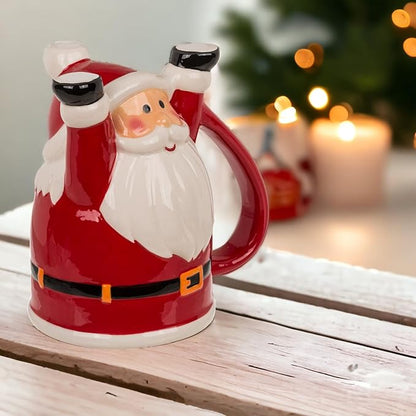 MIK funshopping Weihnachtstasse | Hochwertige Keramik-Tasse mit weihnachtlichem Design | Ideal für Heiß- & Kaltgetränke | Santa Upside-Down 300ml