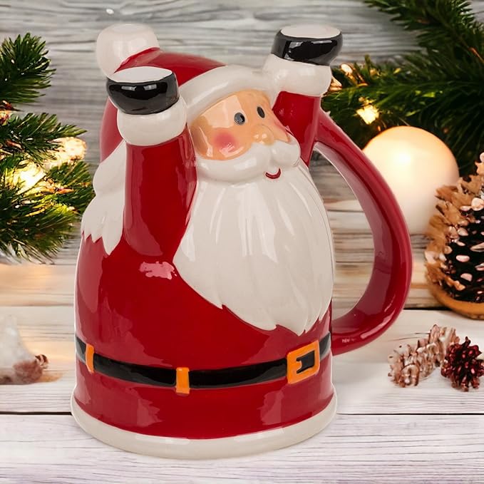 MIK funshopping Weihnachtstasse | Hochwertige Keramik-Tasse mit weihnachtlichem Design | Ideal für Heiß- & Kaltgetränke | Santa Upside-Down 300ml