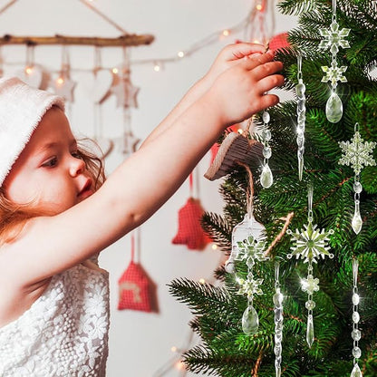 Zommke Weihnachtsdekoration, Christbaumschmuck Schneeflocken Eiszapfen Anhänger,10 Stück Kristall Ornament Weihnachtsbaum Schneeflocken Dekorationen