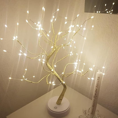 Kinamy LED Baum Lichter, LED Lichterbaum, Baum Licht Warmweiß Verstellbare Äste, 108 LED Baum Lampe Dekobaum Belichtet Baumbeleuchtung Innen Deko,USB/Batteriebetrieben