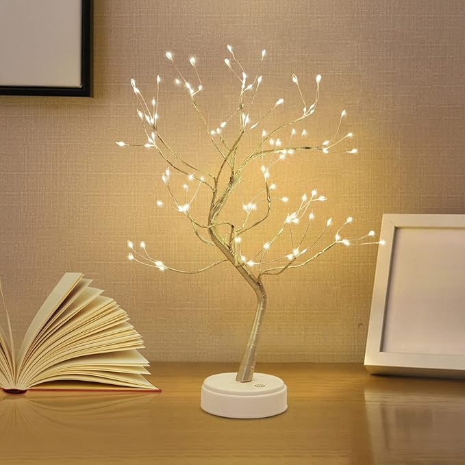 Kinamy LED Baum Lichter, LED Lichterbaum, Baum Licht Warmweiß Verstellbare Äste, 108 LED Baum Lampe Dekobaum Belichtet Baumbeleuchtung Innen Deko,USB/Batteriebetrieben