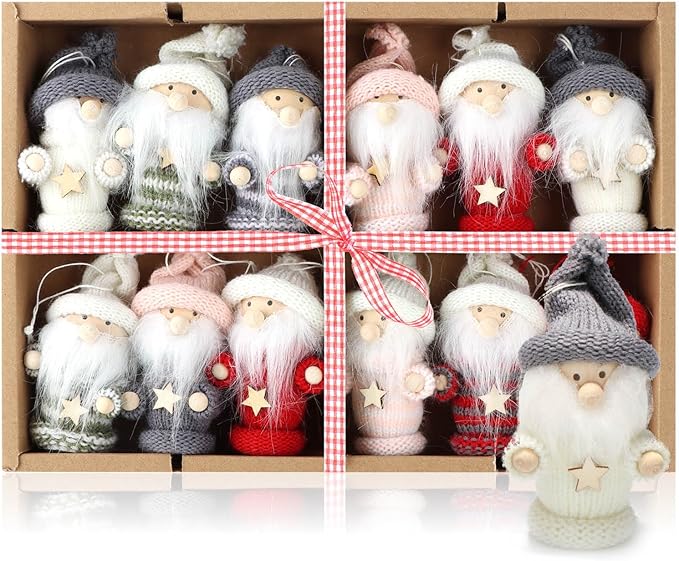 com-four® 12x Premium Weihnachtsbaum-Anhänger Wichtel - Christbaumschmuck - Wichtelfiguren-Anhänger als Baumbehang und Weihnachtsschmuck - schwedisch-skandinavische Deko-Trolle