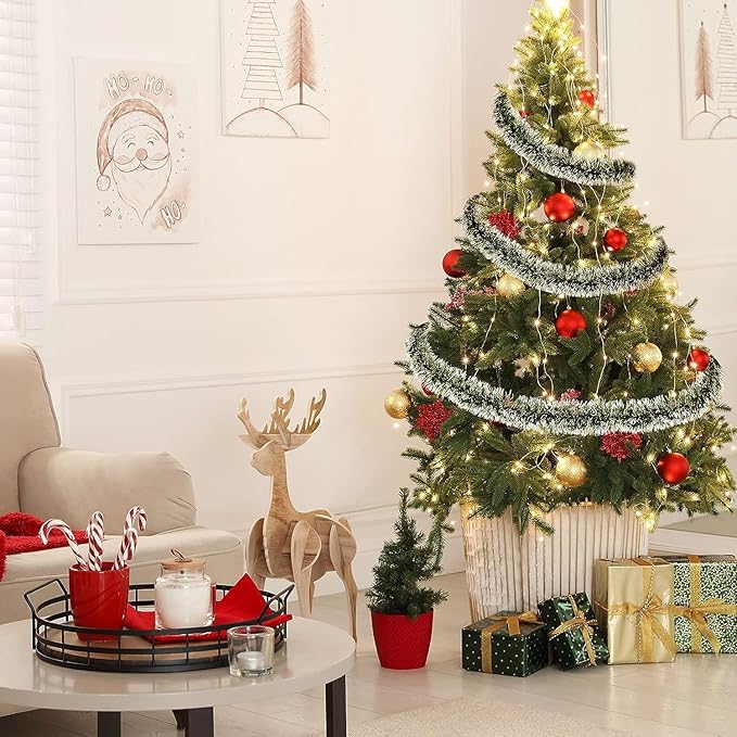 Weihnachtsgirlande, Girlanden Deko Weihnachten-10m X 1 Stück, Weihnachtsbaum hängende Dekorationen, Kränze, Hochzeiten, Geburtstage und Party Zubehör, Tannengirlande Künstlich