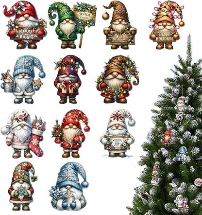 Weihnachtsbaum GNOME Ornamente, Hölzerne GNOME Weihnachtsferien Dekoration, Bunte GNOME Weihnachtsbaum Dekorationen, 12 Stück Hängende Ornamente Für Weihnachtsbaum