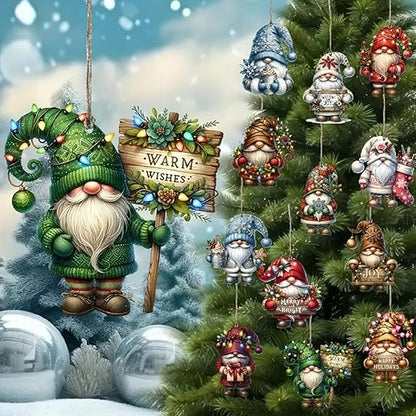 Weihnachtsbaum GNOME Ornamente, Hölzerne GNOME Weihnachtsferien Dekoration, Bunte GNOME Weihnachtsbaum Dekorationen, 12 Stück Hängende Ornamente Für Weihnachtsbaum