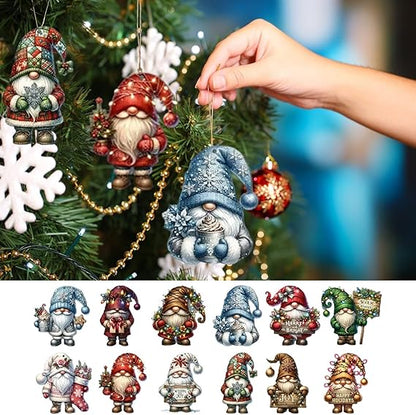 Weihnachtsbaum GNOME Ornamente, Hölzerne GNOME Weihnachtsferien Dekoration, Bunte GNOME Weihnachtsbaum Dekorationen, 12 Stück Hängende Ornamente Für Weihnachtsbaum