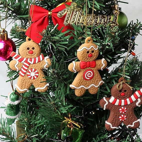 SansRealmL Lebkuchenmann Deko，12-Stücke Lebkuchenmann Weihnachtsbaum Dekoration，Lebkuchenmann, der zur Dekoration oder als Anhänger am Weihnachtsbaum aufgehängt Werden kann，weihnachtsbaumschmuck